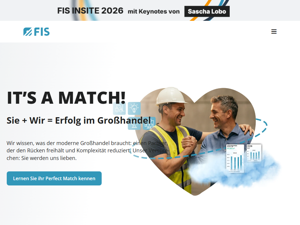 Screenshot of the homepage of FIS Informationssysteme
