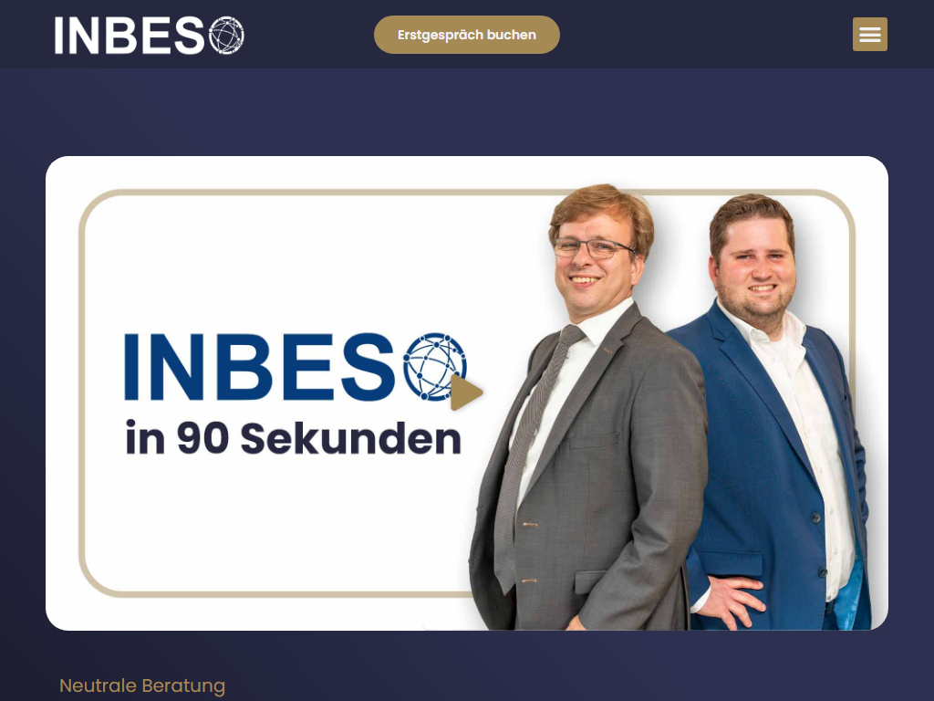 Screenshot der Homepage von INBESO Consulting