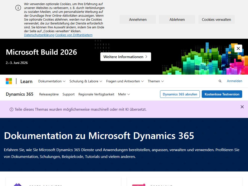 Screenshot of the homepage of Microsoft Learn