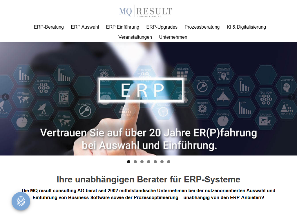 Screenshot der Homepage von MQ result consulting AG