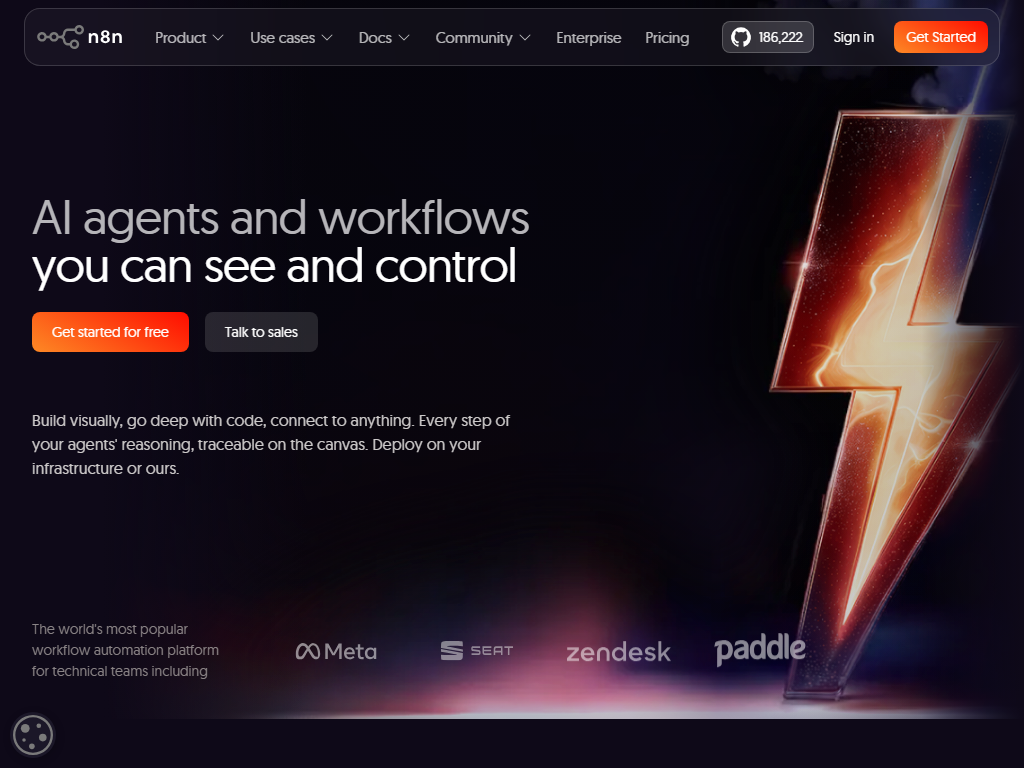 Screenshot of the homepage of n8n