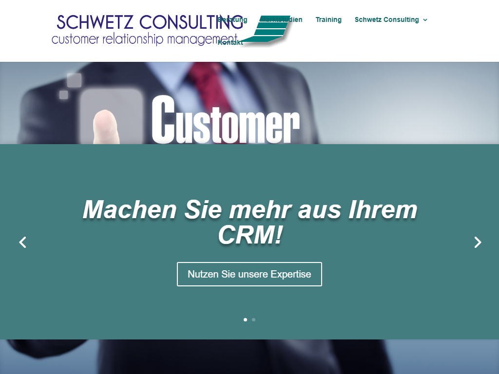 Screenshot of the homepage of Schwetz Consulting