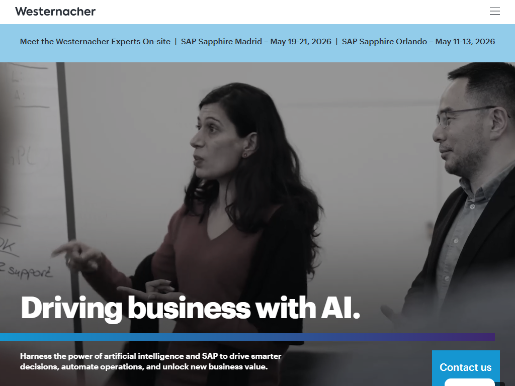 Screenshot of the homepage of Westernacher Consulting
