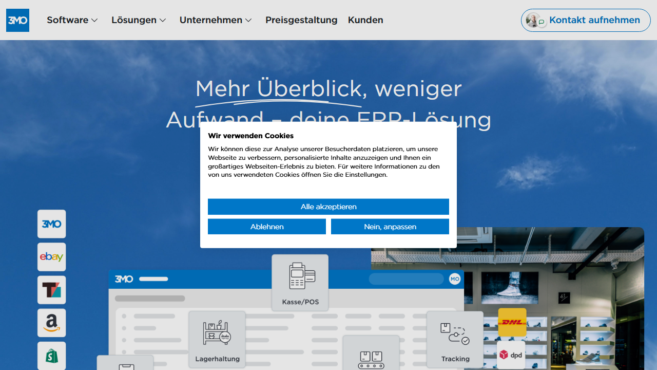 Screenshot of the homepage of 3MO