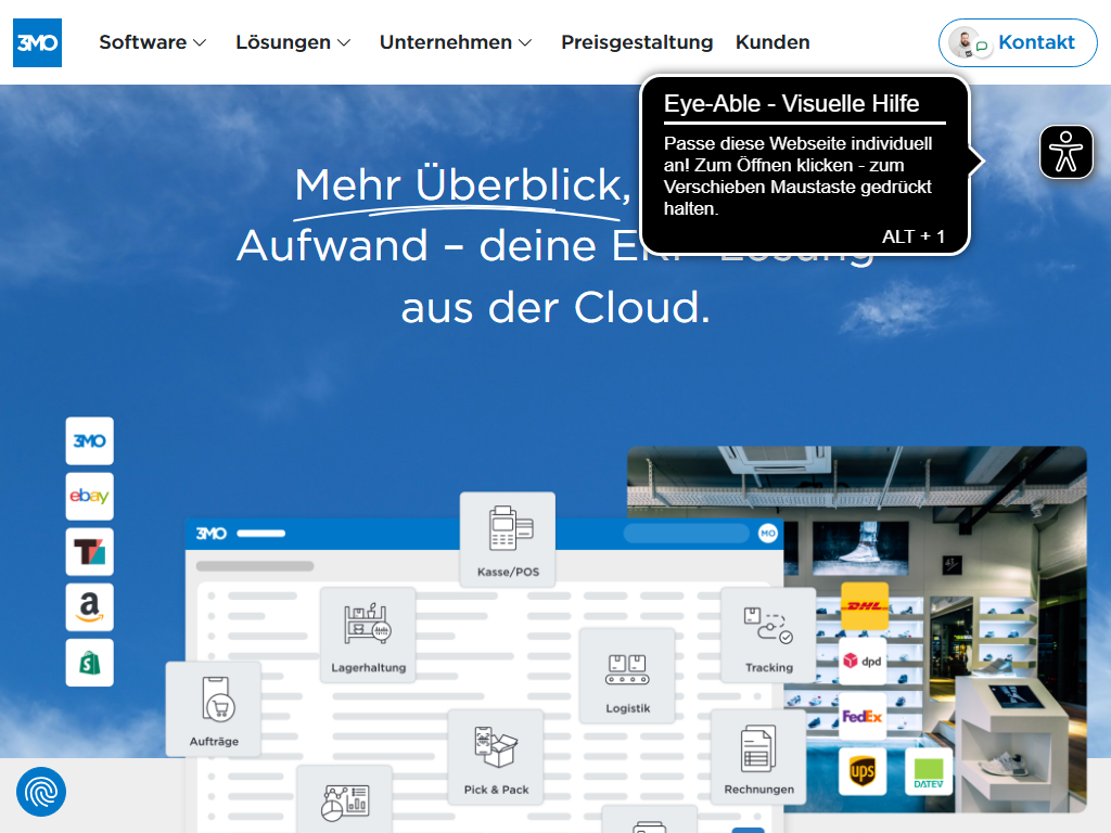 Screenshot der Homepage von 3MO