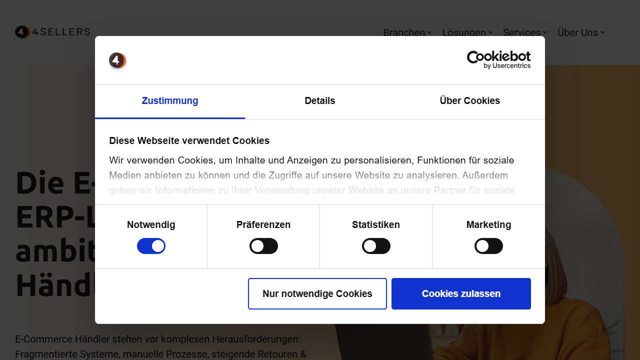 Screenshot of the homepage of 4SELLERS