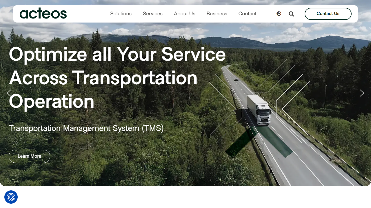 Screenshot of the homepage of Acteos WMS