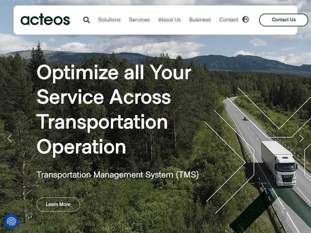 Screenshot of the homepage of Acteos WMS