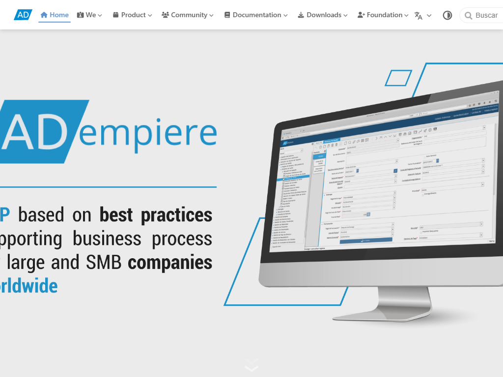Screenshot der Homepage von ADempiere