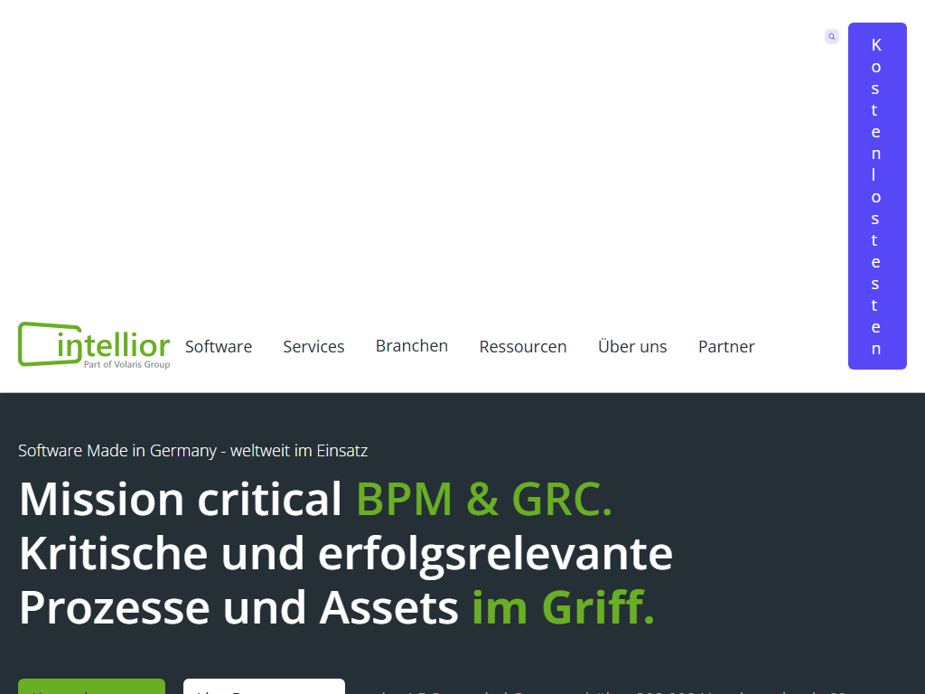 Screenshot of the homepage of Aeneis BPM Suite