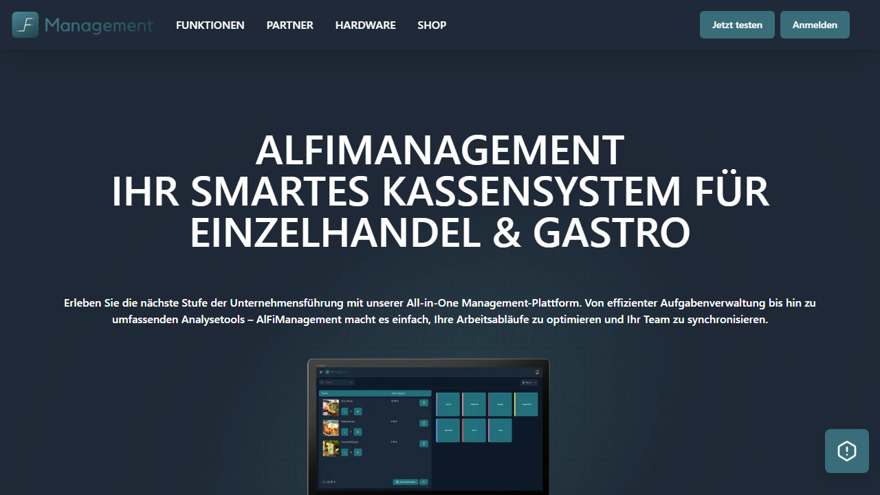 Screenshot of the homepage of AlFiManagement