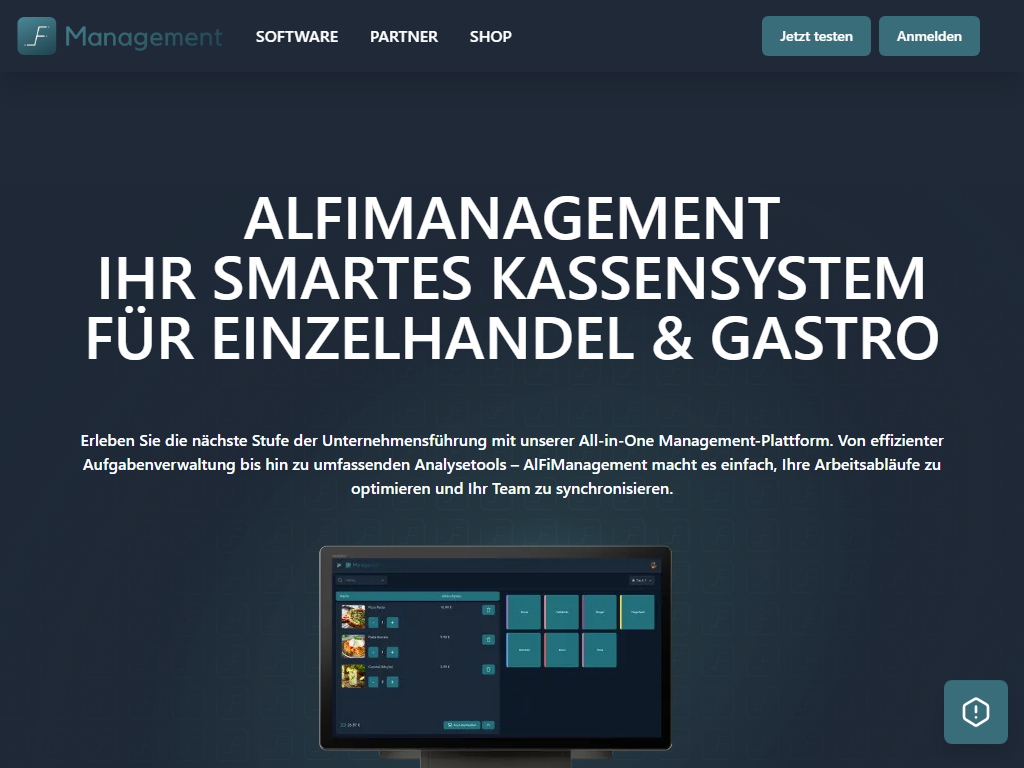 Screenshot of the homepage of AlFiManagement