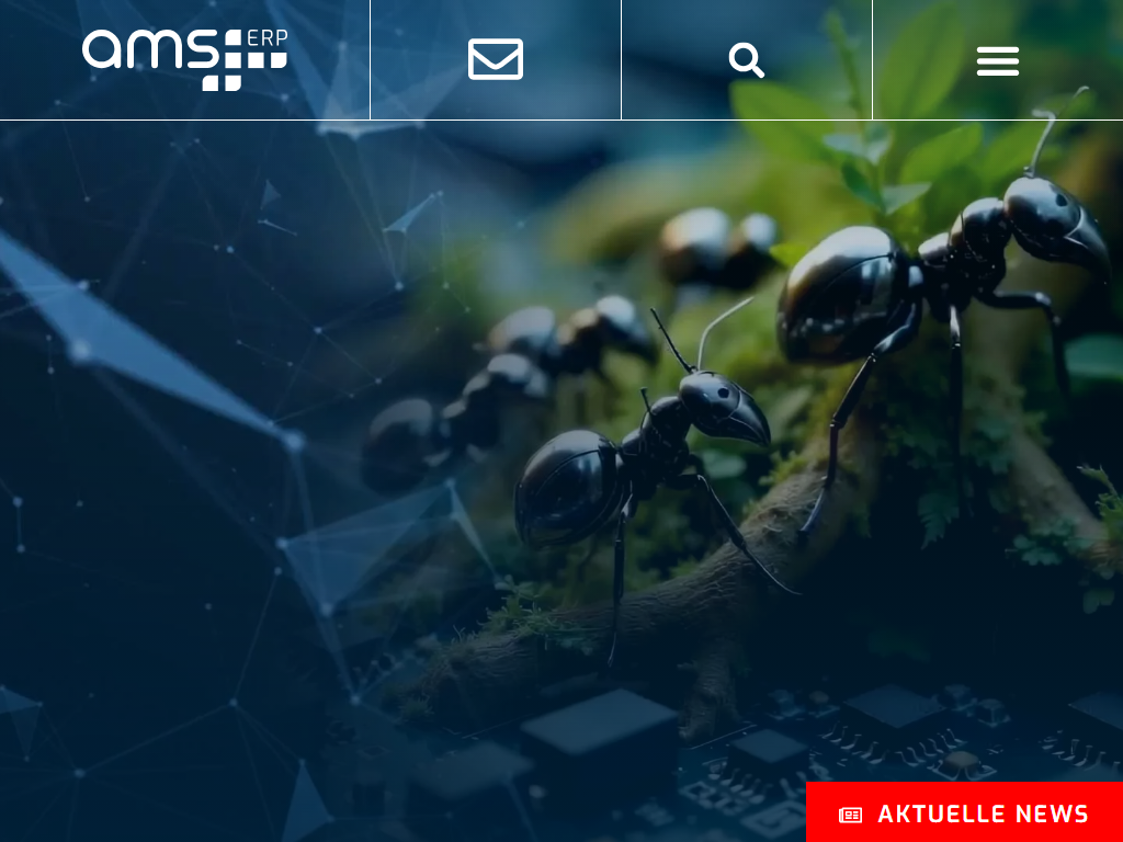 Screenshot of the homepage of ams.erp