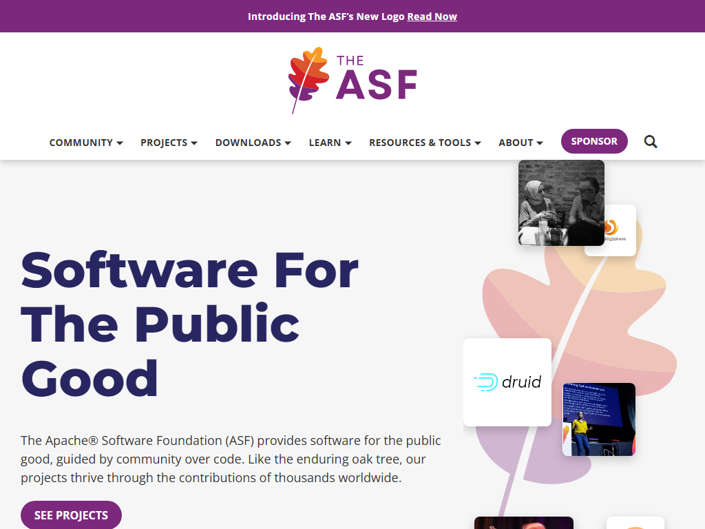Screenshot der Homepage von Apache OFBiz