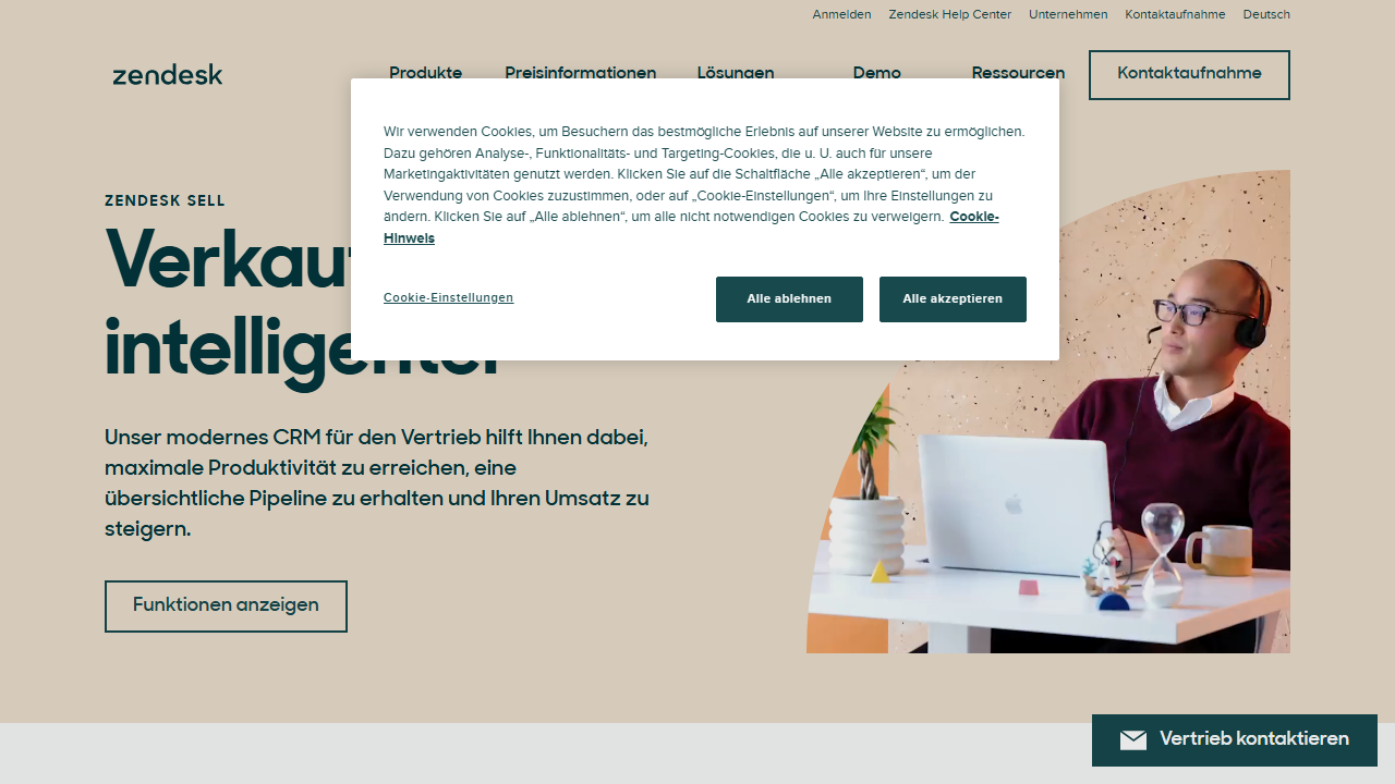 Screenshot of the homepage of Base CRM