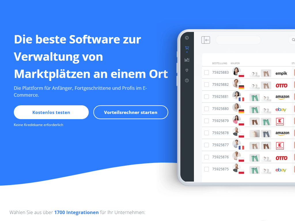 Screenshot of the homepage of Base (BaseLinker)
