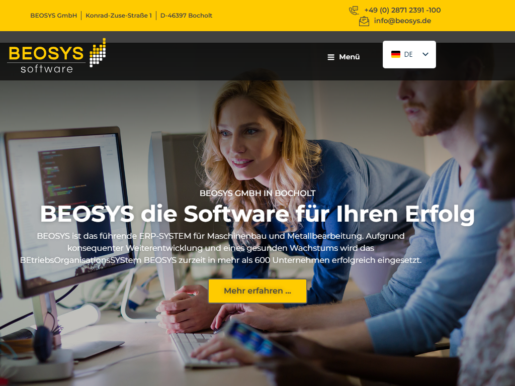 Screenshot der Homepage von BEOSYS