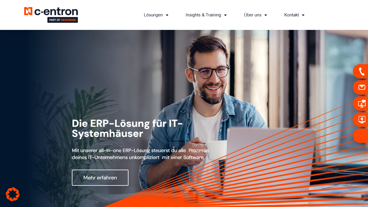 Screenshot of the homepage of c-entron