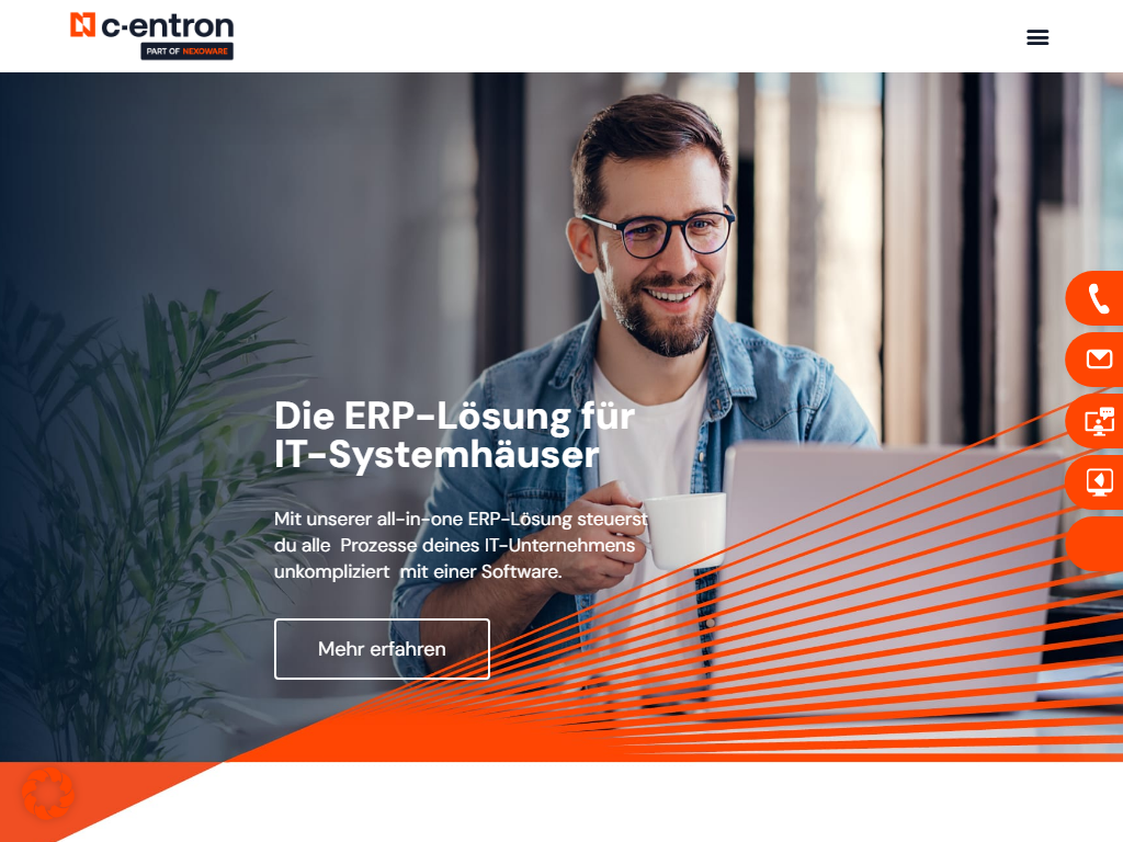 Screenshot der Homepage von c-entron