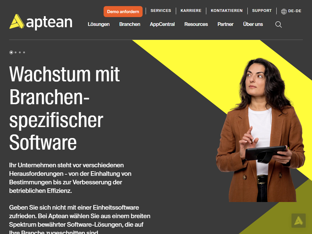 Screenshot der Homepage von cimERP