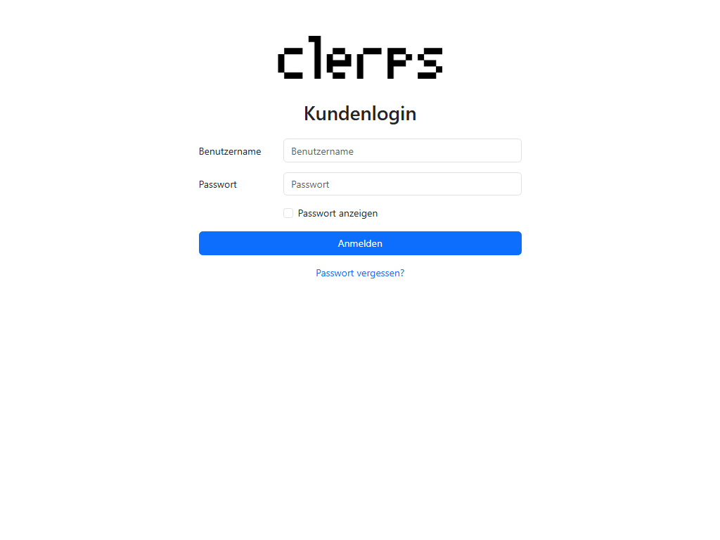 Screenshot der Homepage von clerps Cloud ERP
