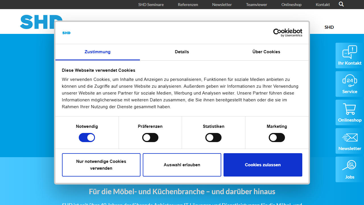 Screenshot of the homepage of Cogito Retail