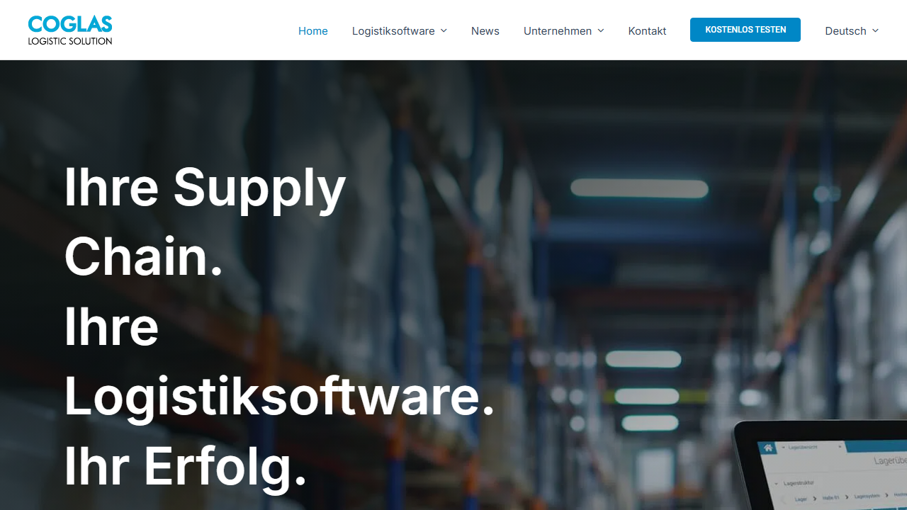 Screenshot of the homepage of COGLAS WEB WMS