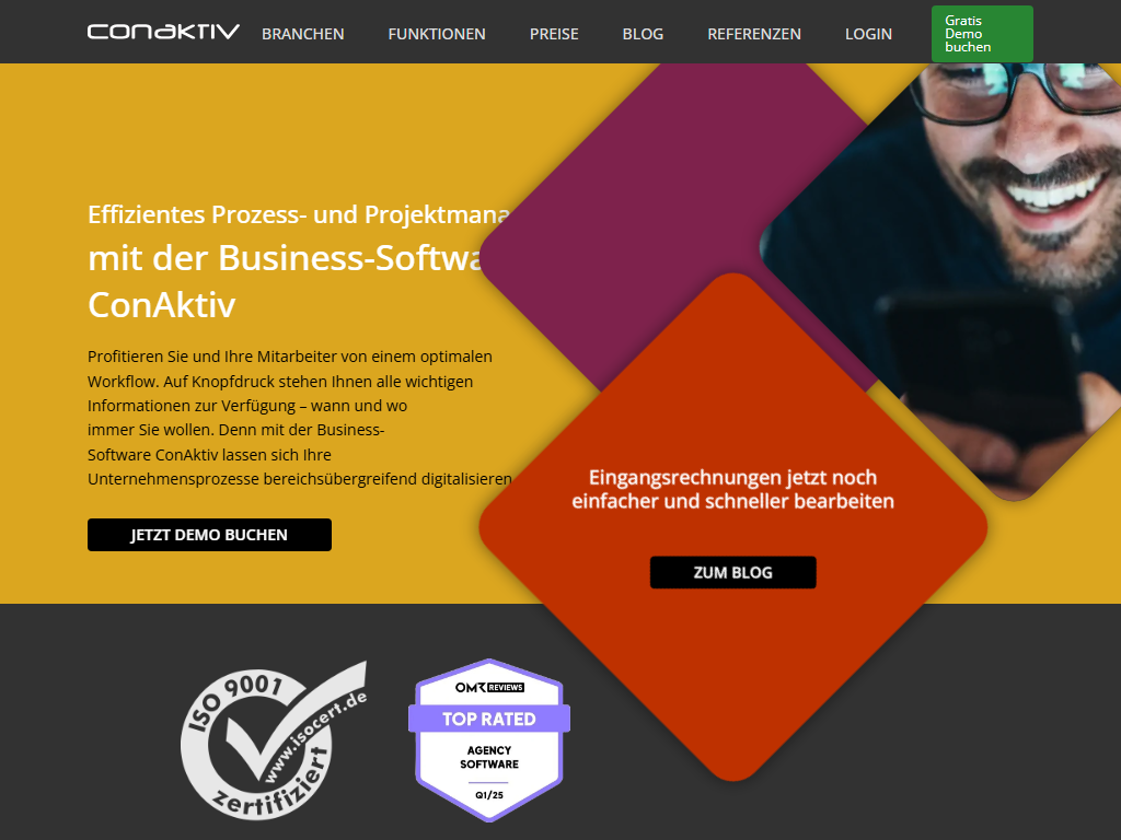 Screenshot of the homepage of ConAktiv