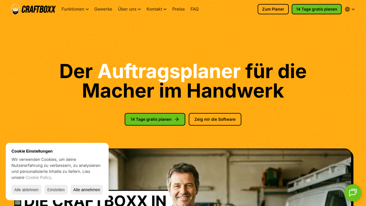 Screenshot of the homepage of Craftboxx