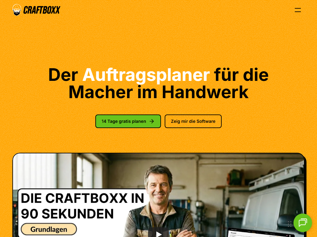 Screenshot der Homepage von Craftboxx