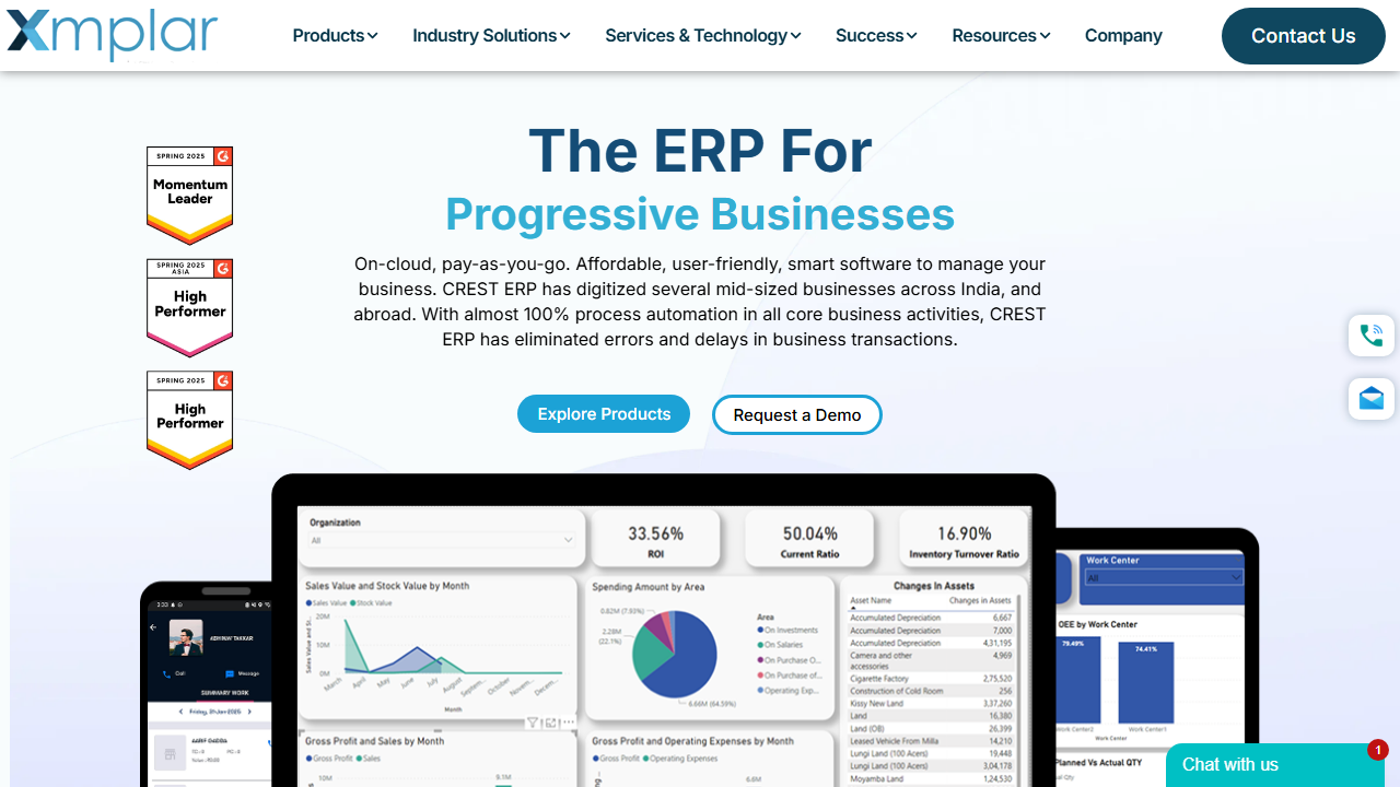Screenshot of the homepage of CREST ERP