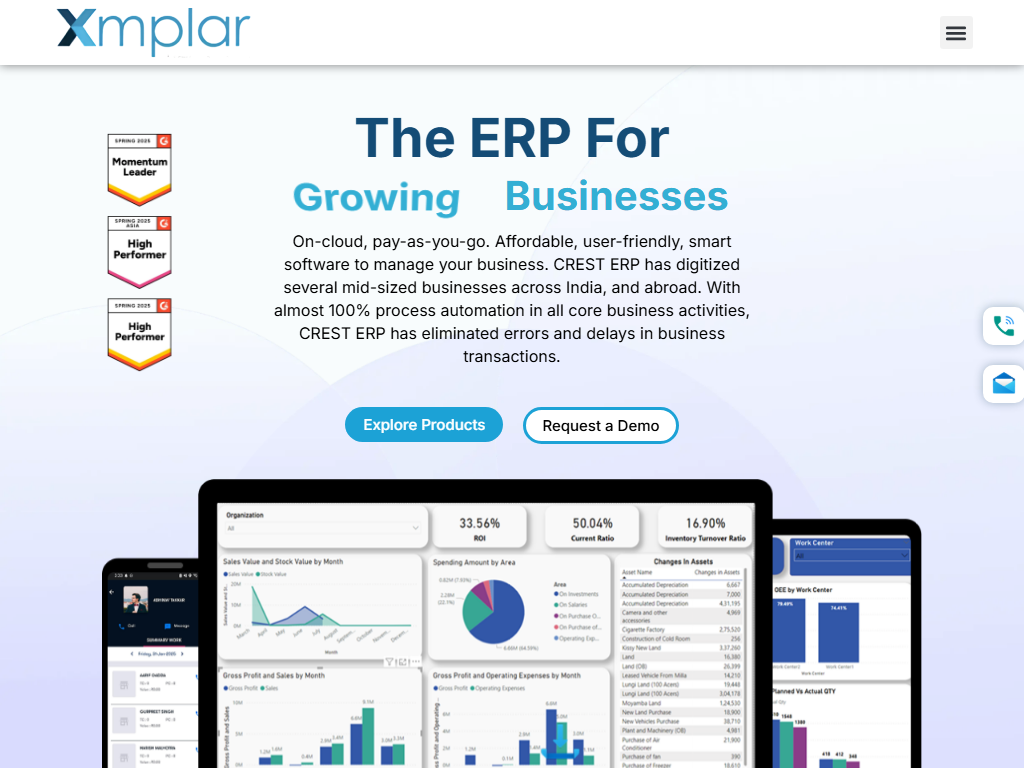 Screenshot der Homepage von CREST ERP