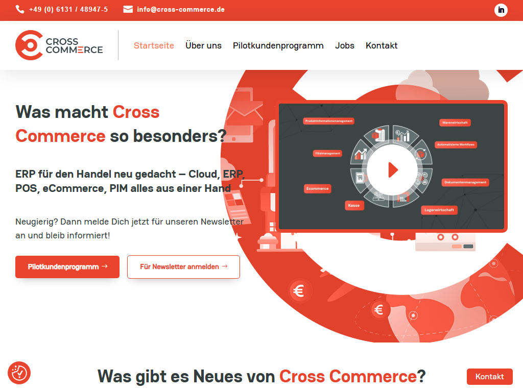 Screenshot der Homepage von Cross Commerce