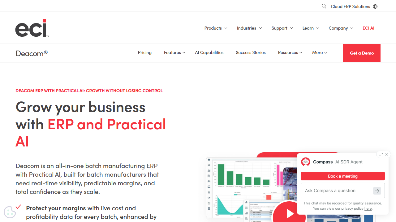 Screenshot of the homepage of Deacom WMS