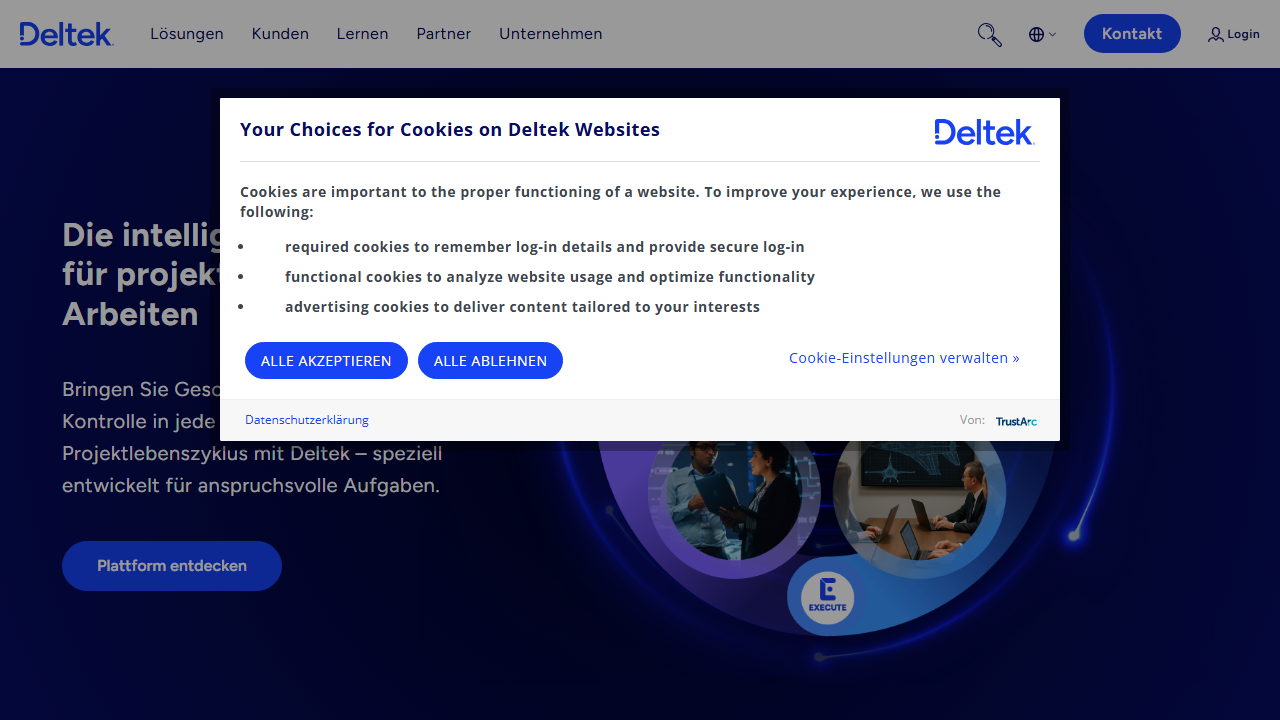 Screenshot of the homepage of Deltek Maconomy