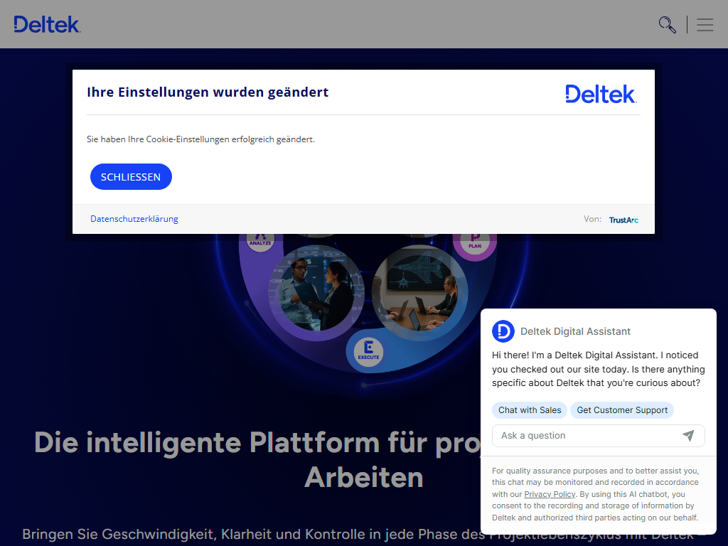 Screenshot der Homepage von Deltek Maconomy