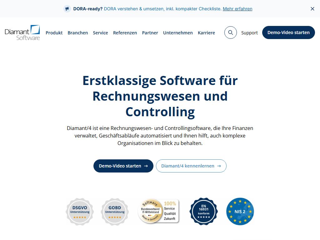 Screenshot of the homepage of Diamant/4