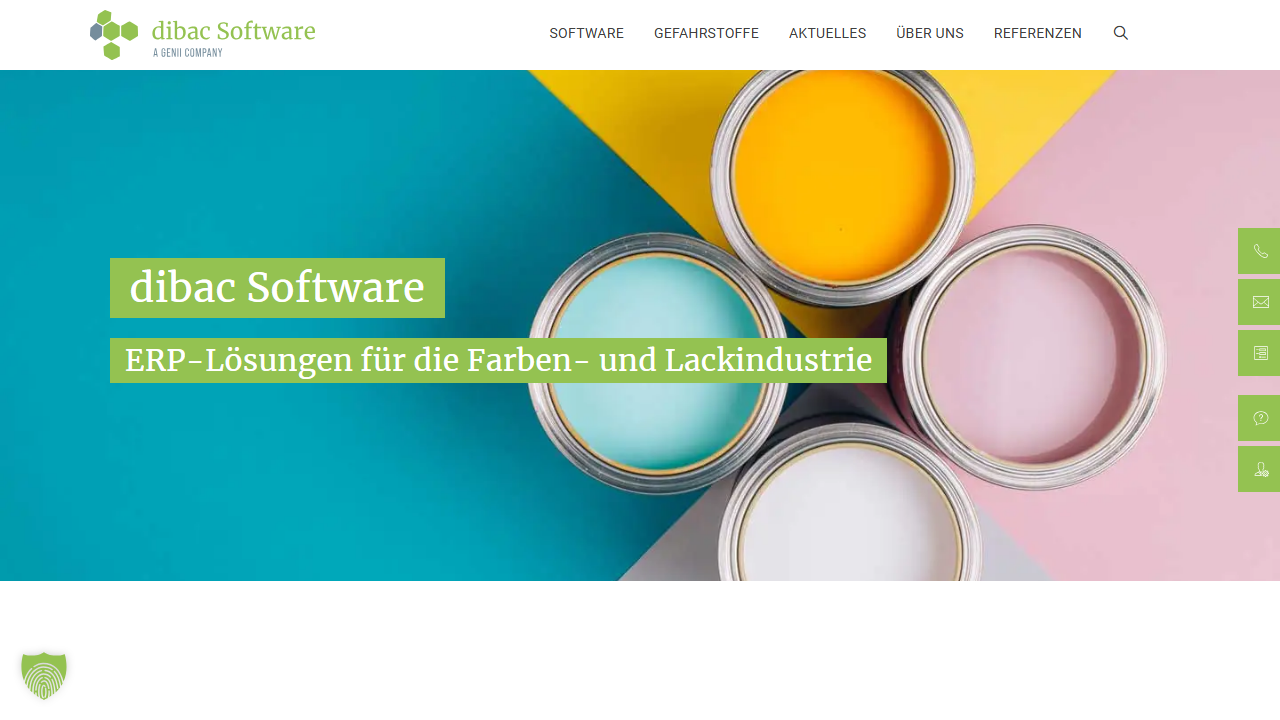 Screenshot of the homepage of dibac.erp