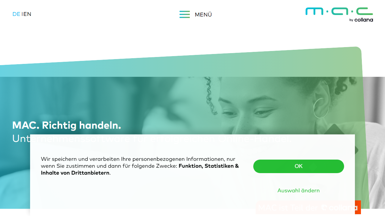 Screenshot of the homepage of diva