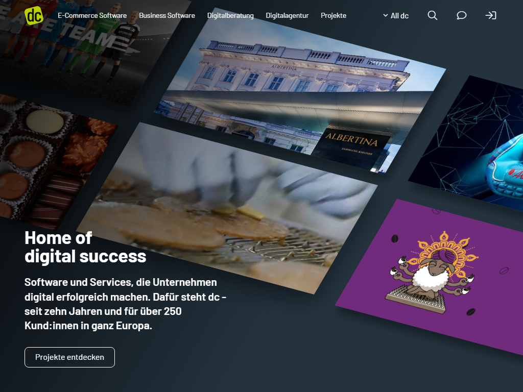 Screenshot der Homepage von dynamic commerce