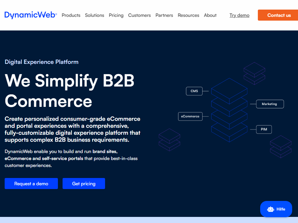 Screenshot der Homepage von Dynamicweb eCommerce Suite
