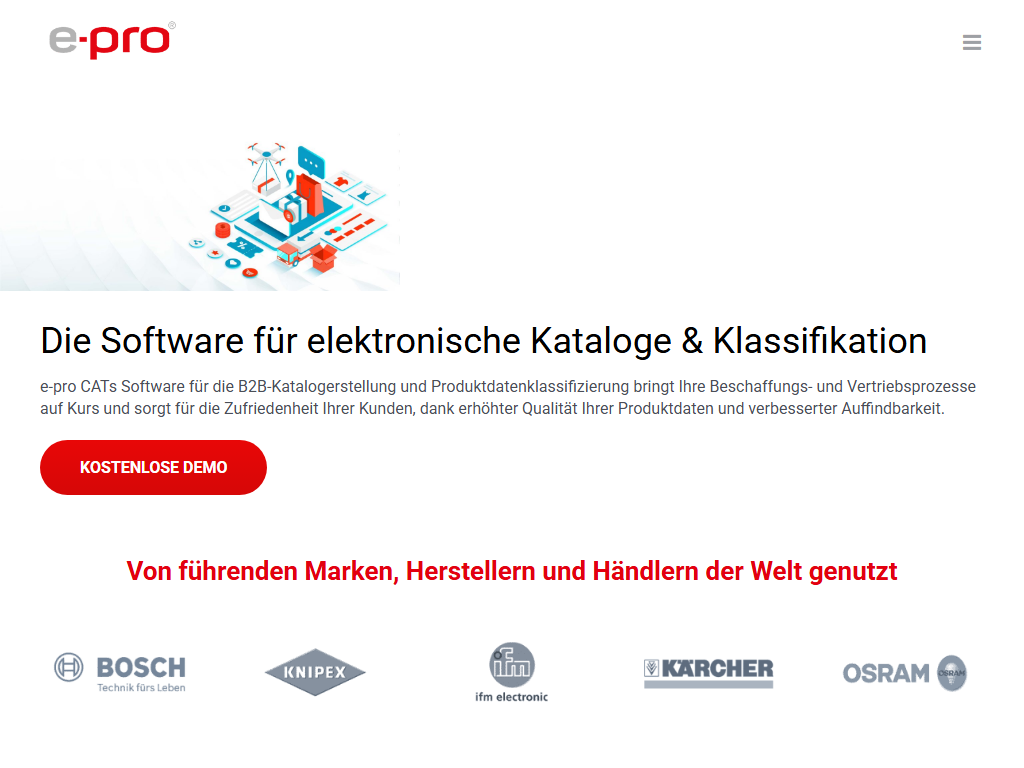 Screenshot der Homepage von e-proCAT