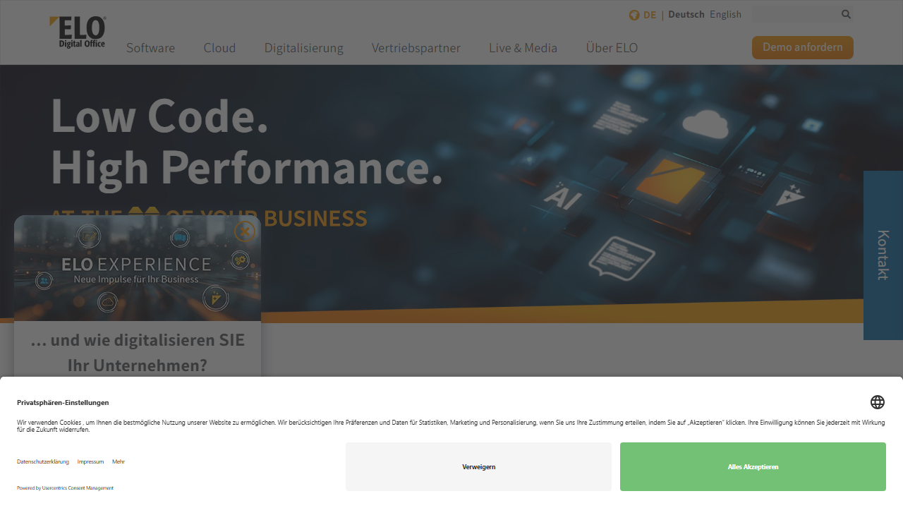 Screenshot of the homepage of ELO Contract