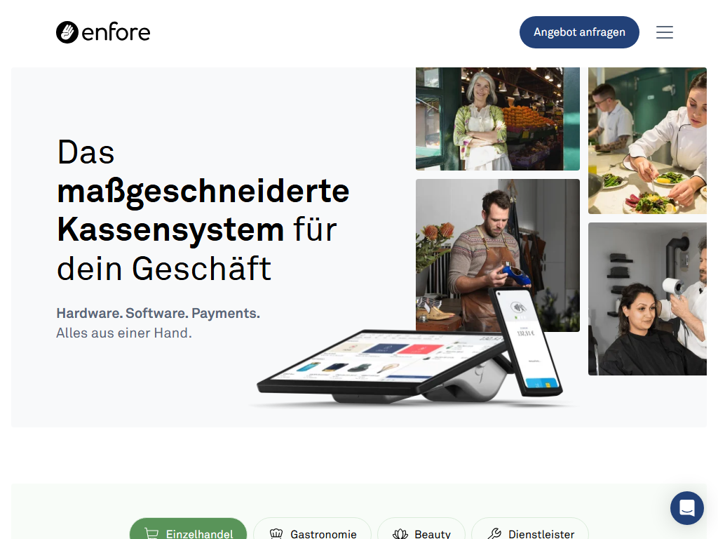 Screenshot der Homepage von enfore