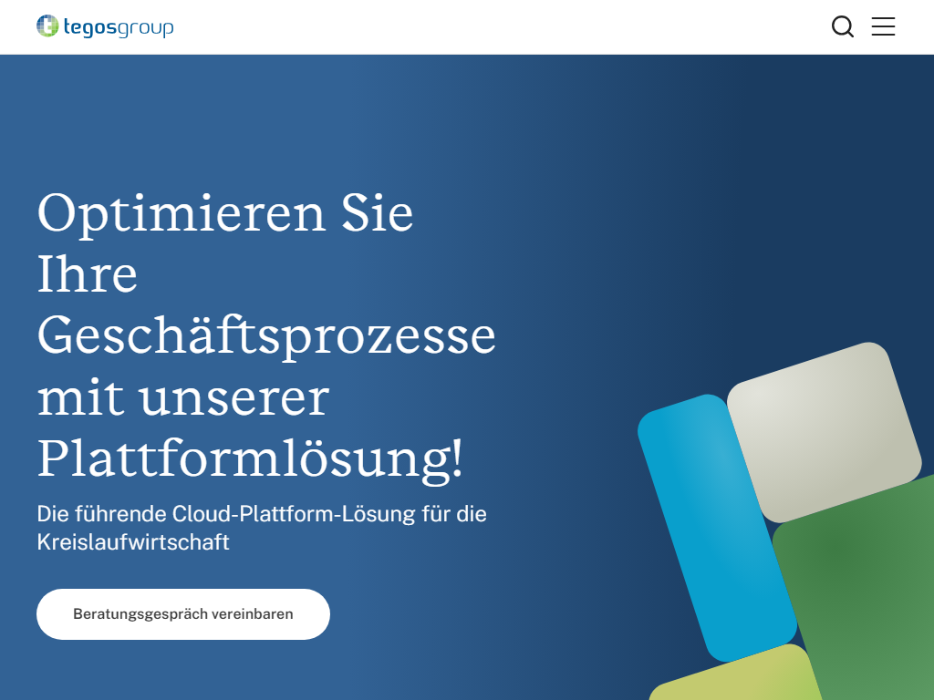 Screenshot of the homepage of enwis (tegossuite)