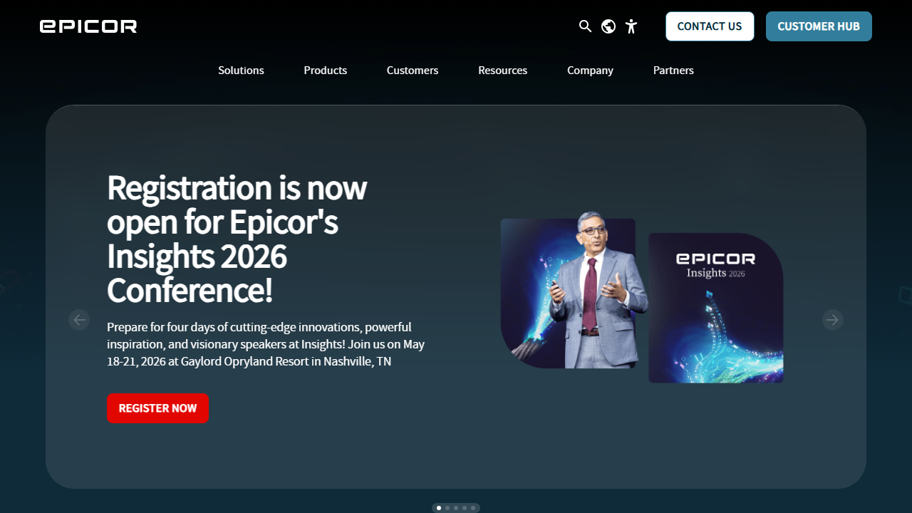 Screenshot of the homepage of Epicor Kinetic