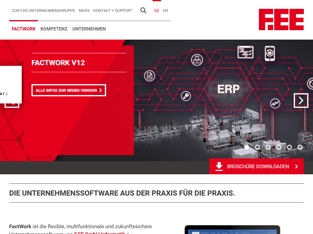 Screenshot der Homepage von FactWork