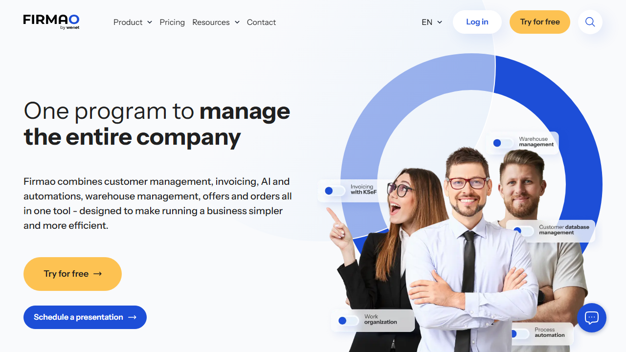 Screenshot of the homepage of Firmao