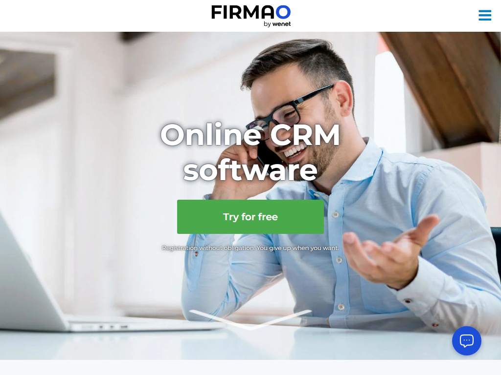 Screenshot of the homepage of Firmao