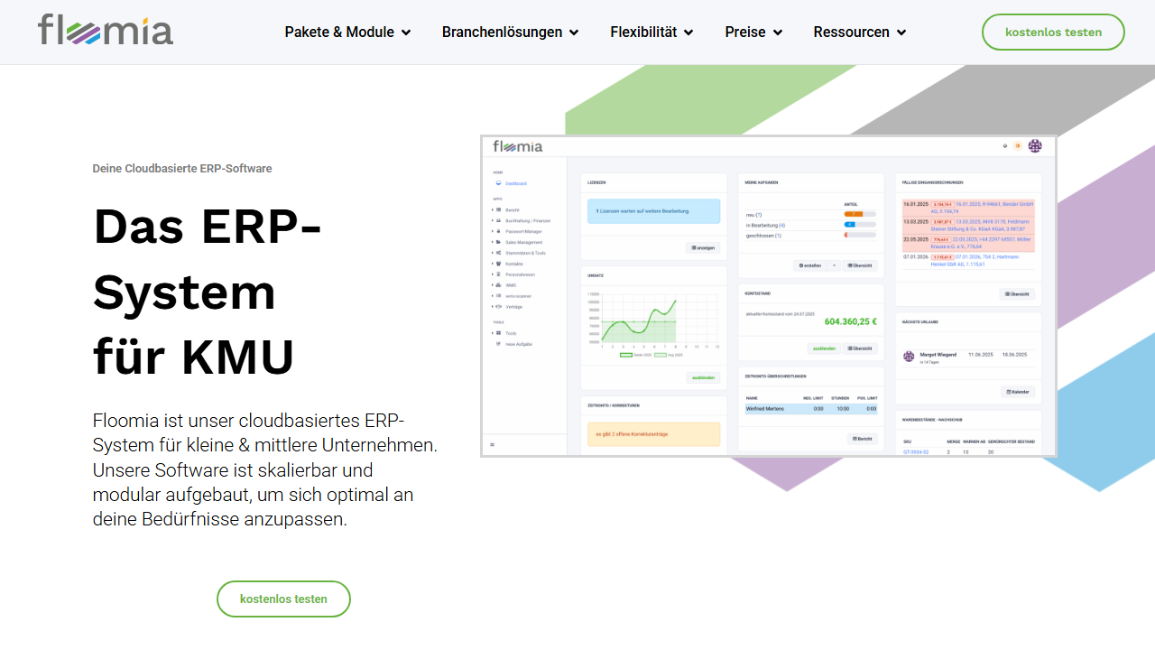 Screenshot of the homepage of Floomia